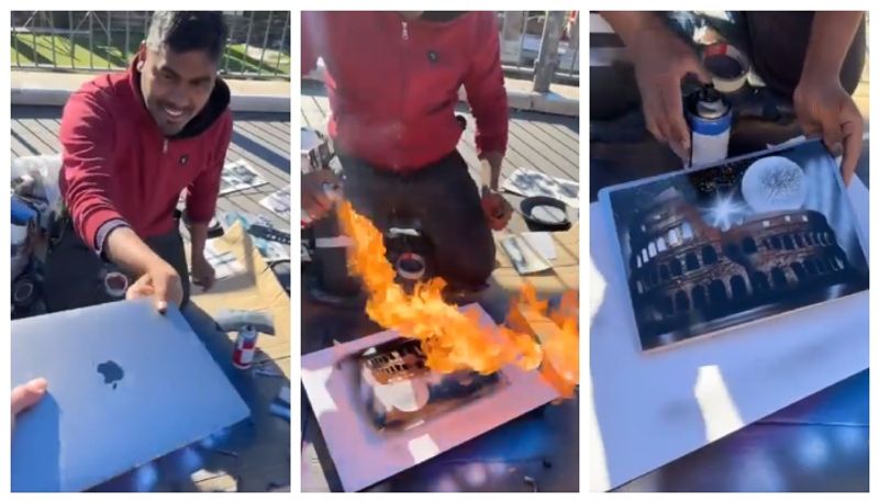 Video of spray painting on top of Apple MacBook laptop in five minutes goes viral bkg