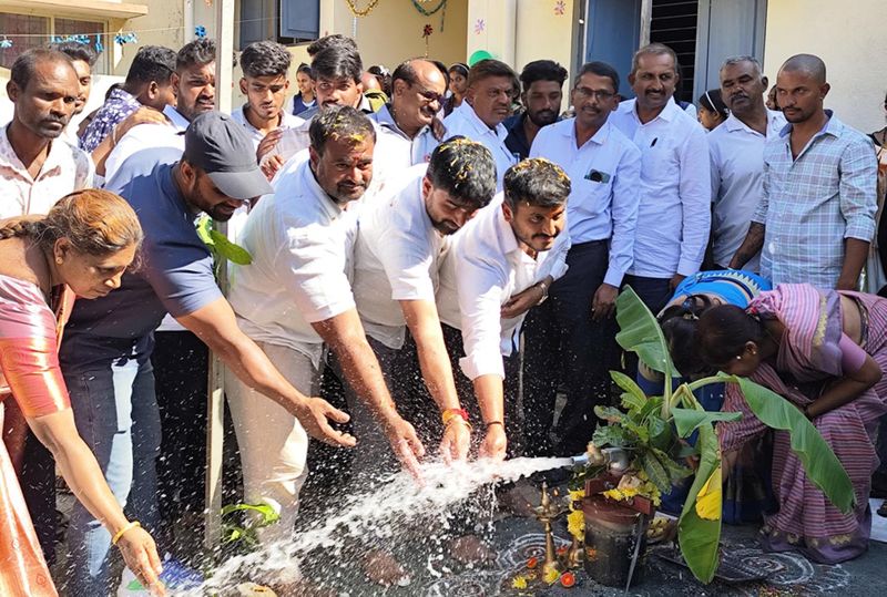 G.D Harish Gowda Contributes Bore well and installed  motor in the high school  snr