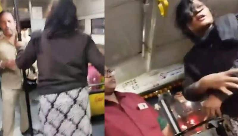 drunk woman assault tsrtc conductor viral video rlp