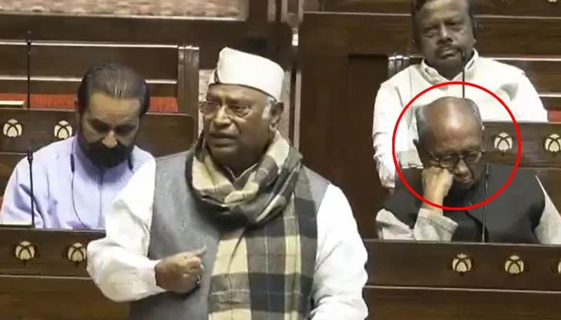 Congress leader Digvijay Singh fell asleep in Rajya Sabha..Snored while Mallikarjun Kharge was speaking..Video viral..ISR