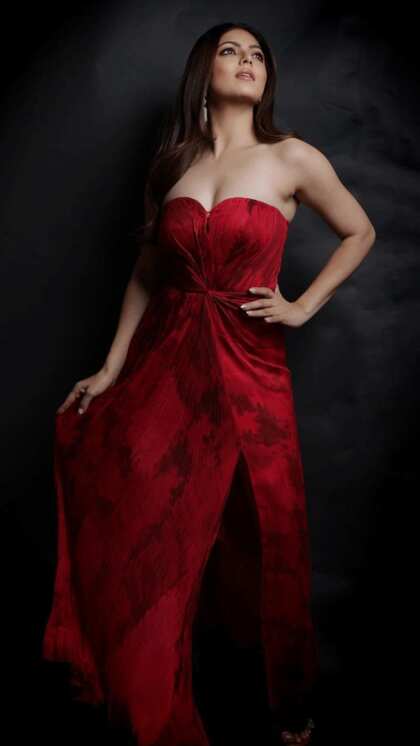 Off-Shoulder Slit-Cut Gown