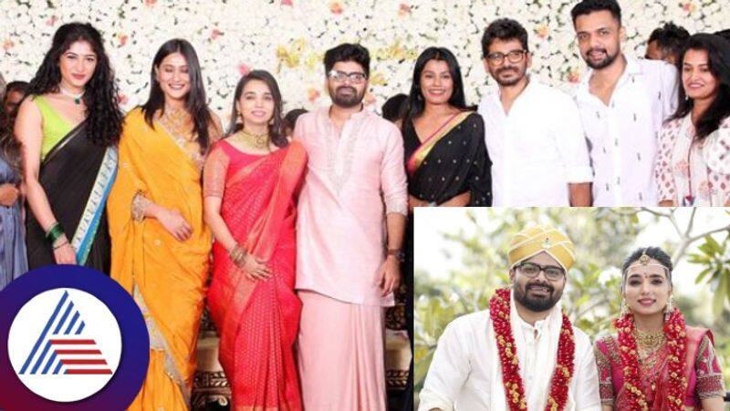 Sandalwood actors attend Actor NagaBhushan wedding reception in Mysore skr