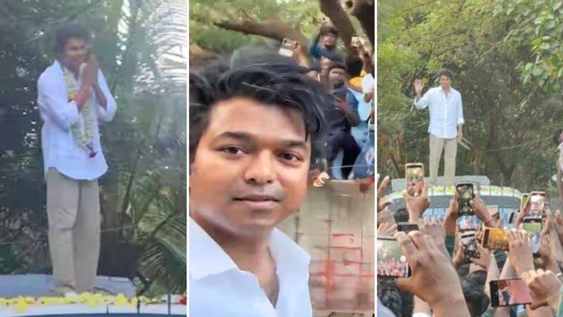 Vijay met fans as become the leader of Tamil Nadu Vetri Kazhagam, video goes viral-rag