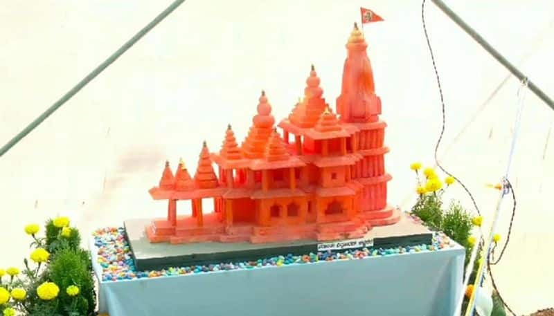 Ram Mandir Model Art in Flower Show in Chitradurga grg 