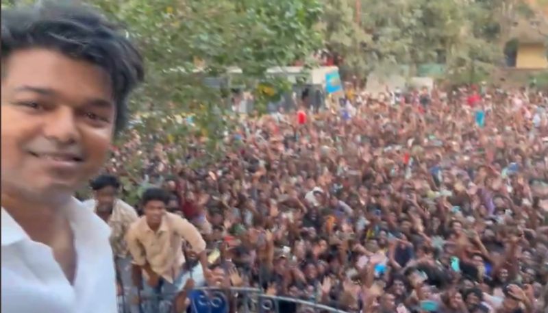 thalapathy vijay selfie video with fans at goat movie location after political party announcement venkat prabhu nsn