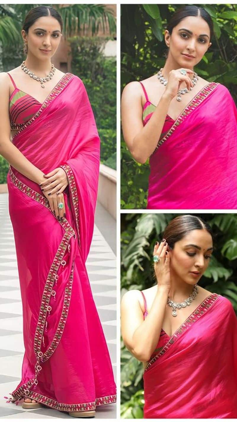 Kiara Advani saree Photos Simple saree designs images for wedding front and back kxa 