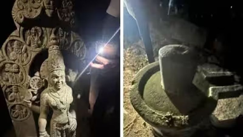 Ancient Lord Vishnu idol Shiva Linga discovered in Raichur karnataka possibly from Kalyani Chalukya dynasty smp