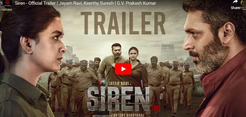 jayam ravi and keerthy suresh acting sairen trailer released mma