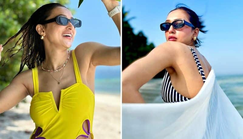 Bengali actress Mimi Chakraborty shares pictures of her beach vacation; looks happy in yellow ATG