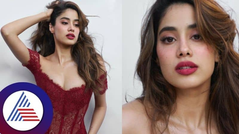 Janhvi Kapoor flaunts Valentines Day Outfit with Romantic Red Satin Gown skr