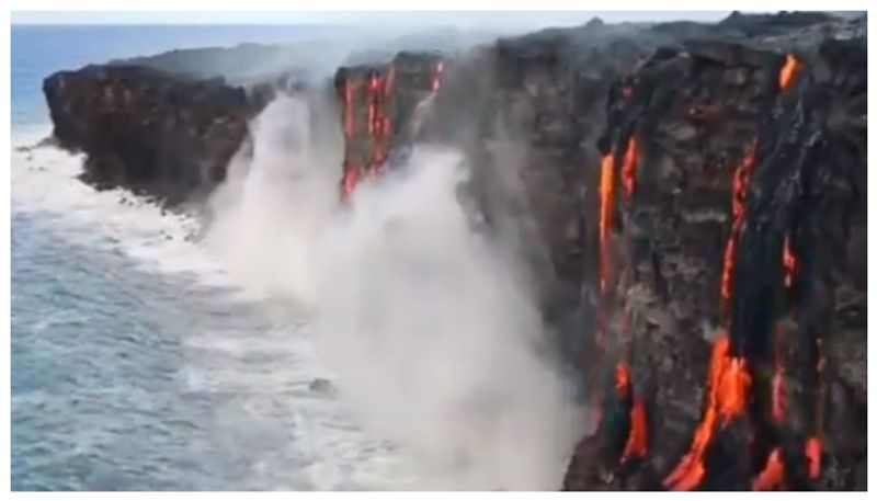 Viral video of lava flow into Pacific Ocean bkg