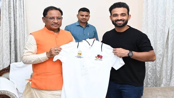 Ajinkya Rahane  Met CM Vishnu Dev Sai 