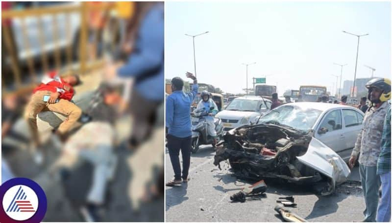 Bengaluru Hoskote National Highway car and bike accident one dead many injured sat