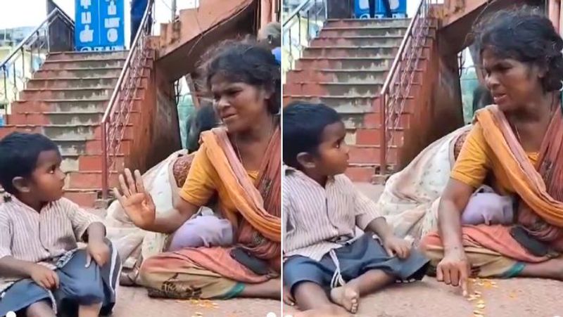 A video of a mother teaching her child education at Kumbakonam bus station has gone viral-rag