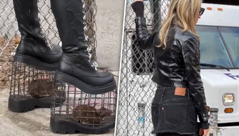 Viral Video: Woman shocks with rat-cage heels in New York, unconventional fashion sparks debate (WATCH) snt