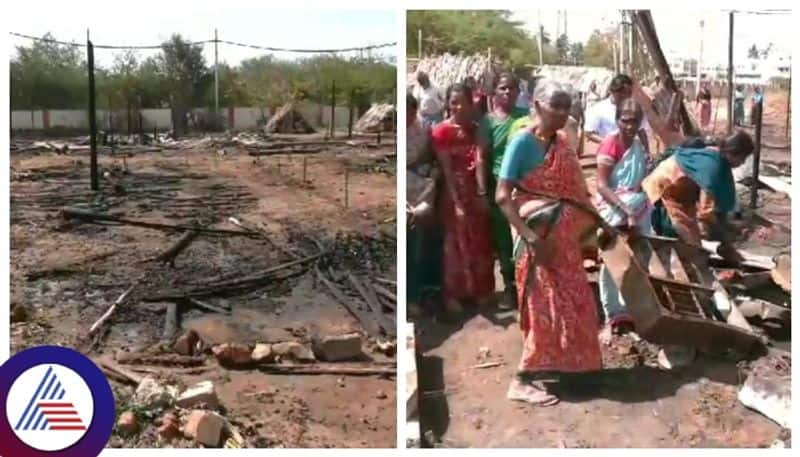 Huts were set on fire people angry against Chitradurga City Municipal Council gow