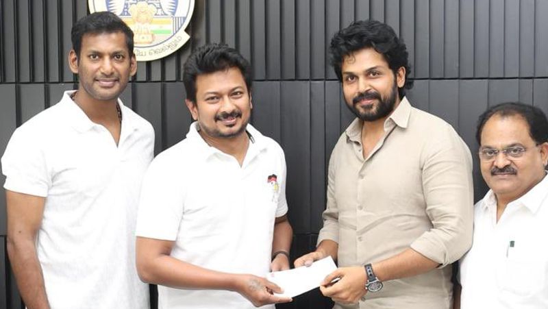 Udhayanidhi Stalin gives 1 crore rupees to nadigar sangam building work gan