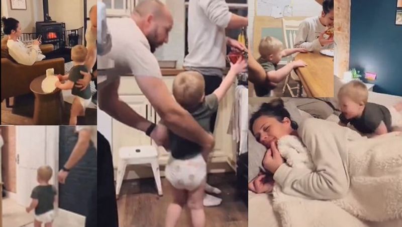 The husband gave his wife a Valentine's Day gift by taking care of the toddler all day video viral womans praised mans effort akb