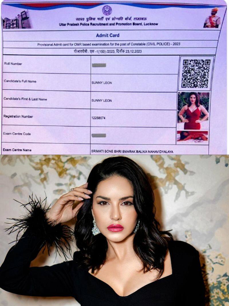 Sunny Leone photo on UP Police recruitment exam admit card RBA 