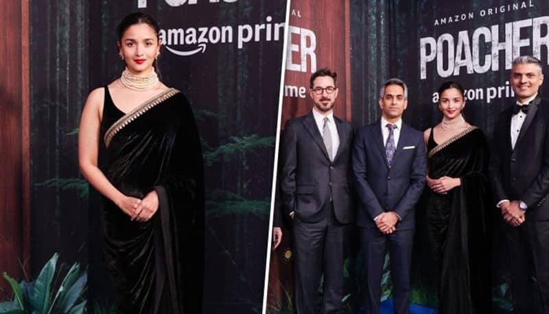 Photos Alia Bhatt at Poacher London premiere actress looks stunning in Sabyasachi saree RBA