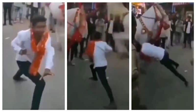 video of a horse kicking a young man who danced in front of the horse went viral bkg 