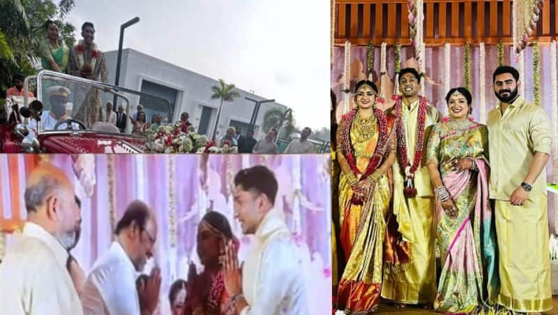 Rajinikanth attend Vijayakumar grand daughter Diya wedding photos viral gan