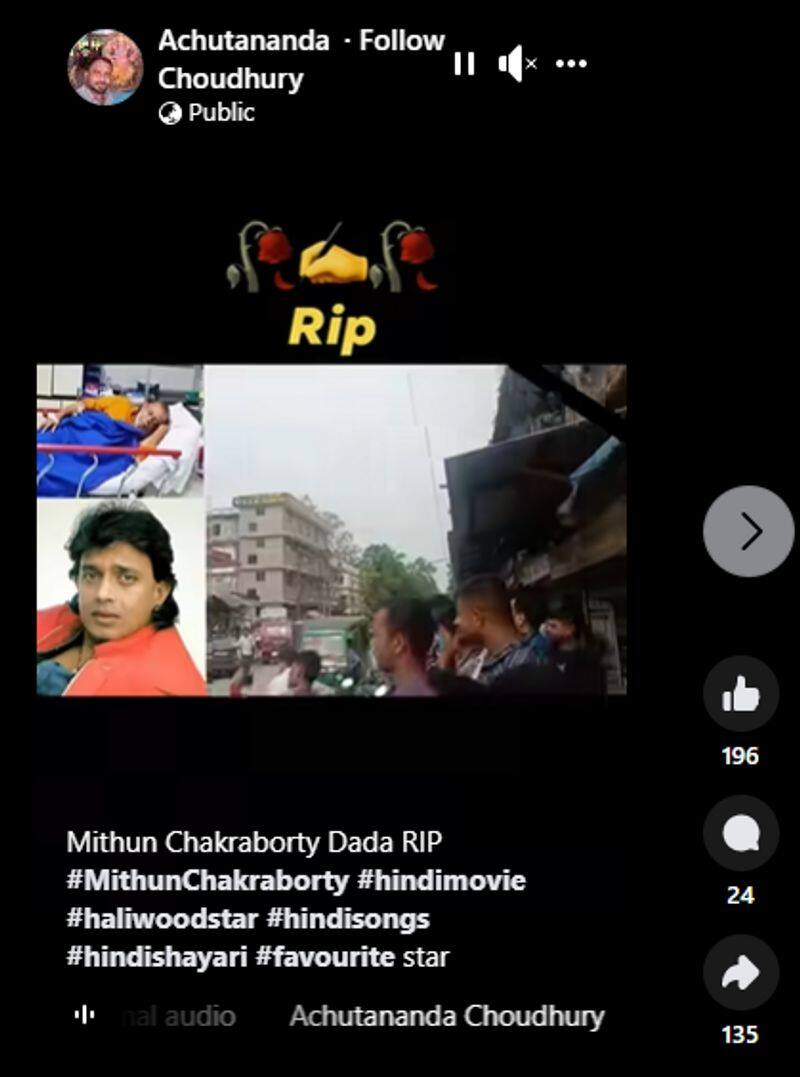 Fact Check actor Mithun Chakraborty died or not here is the truth jje