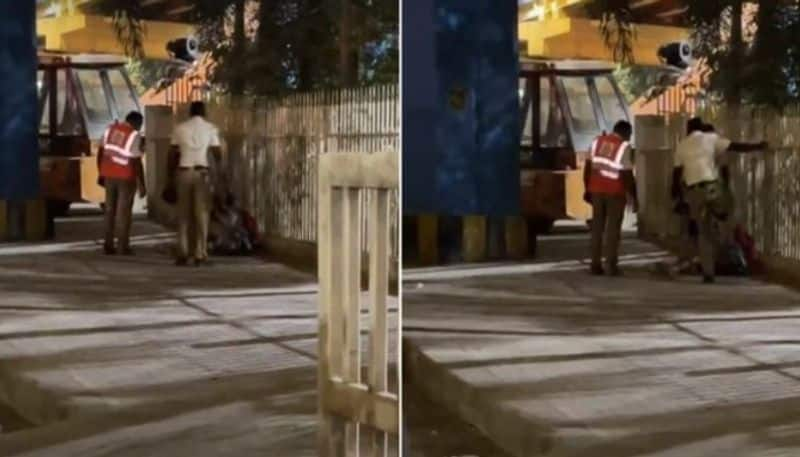 Three police officers were suspended after they thrashed a motorcyclist for not wearing a helmet etj