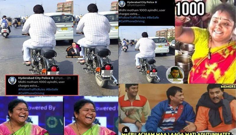 midhi motham 1000 ayindi.. User Charges Extra - Meme made by Hyderabad police to create awareness about traffic rules.. Viral..ISR