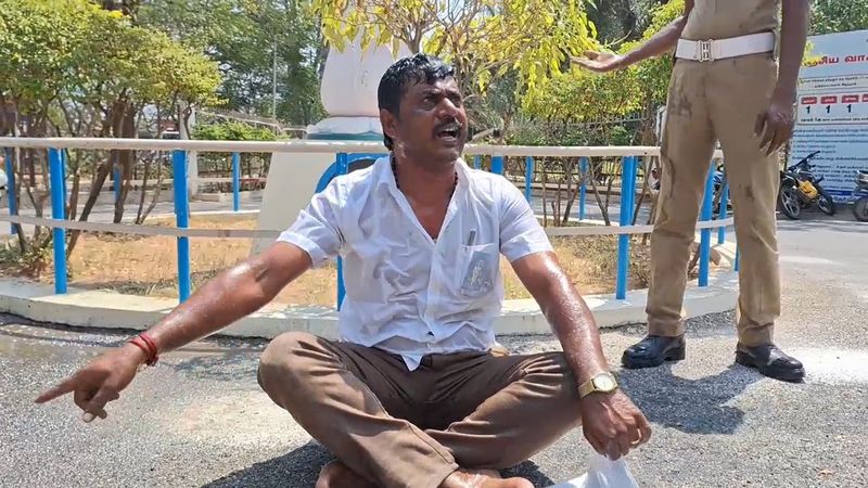 The Panchayat President attempt suicide at collector office in dharmapuri vel