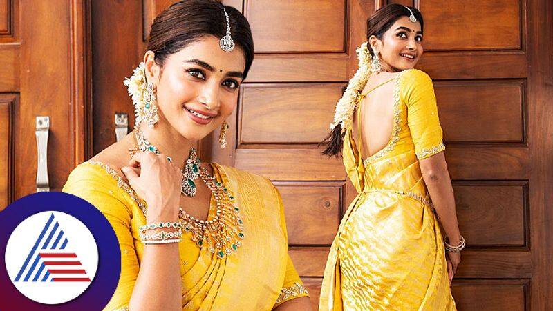 Pooja Hegde  traditional look in regal bright yellow Banarasi saree is sure to steal your heart Rao