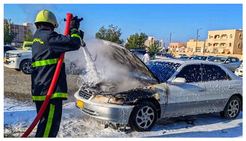 vehicle catches fire in oman 