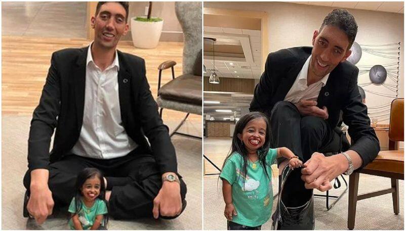 photos of tallest man in the world with shortest woman going viral