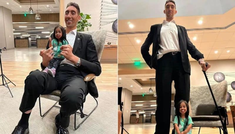 photos of tallest man in the world with shortest woman going viral