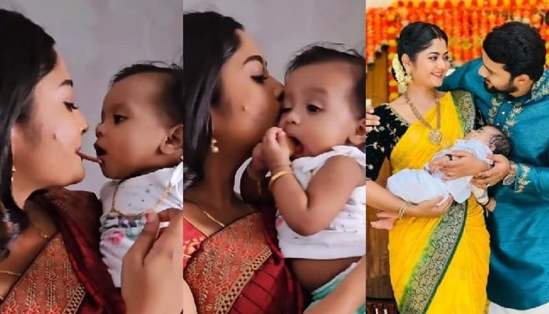 asianet serial mounaragam actress aishwarya ramsai share sweet video with kallu baby nrn 