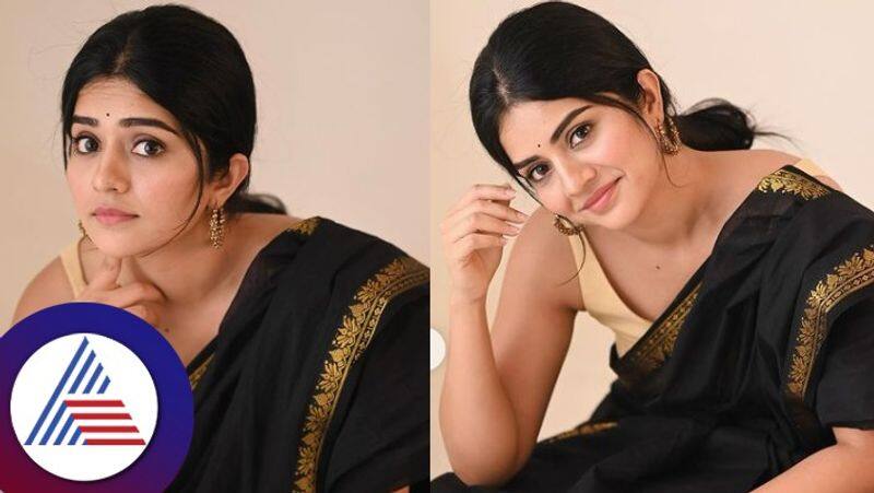 Megha shetty stunning photos in black saree  skr