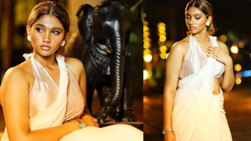 Vanitha Daughter Jovika Vijayakumar look like kushi jyothika in latest saree photoshoot gan