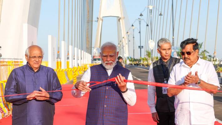 Modi on Sudharshan Bridge