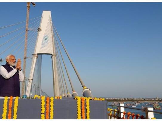 , Gujarat news PM Modi inaugurated  country's longest cable bridge Sudarshan Setu in Dwarka XSMN