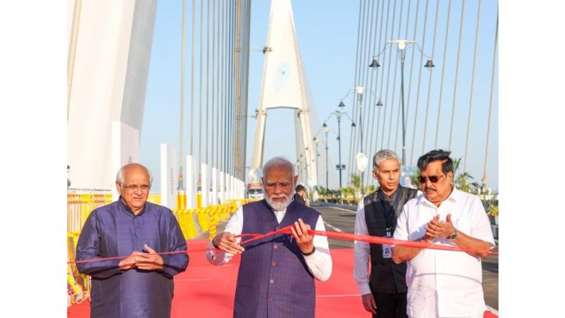  PM Modi Inaugurates 'Sudarshan Setu', India's Longest Cable-Stayed Bridge  lns