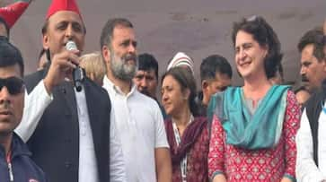 UP Bharat Jodo Nyay Yatra in Agra Akhilesh Yadav shares stage with Rahul and Priyanka XSMN