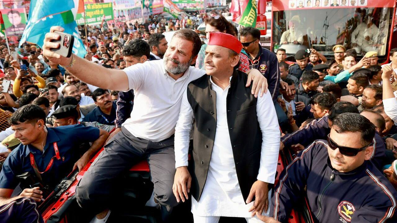 Rahul Gandhi and Akhilesh Yadav in Bharat Jodo Nyay Yatra