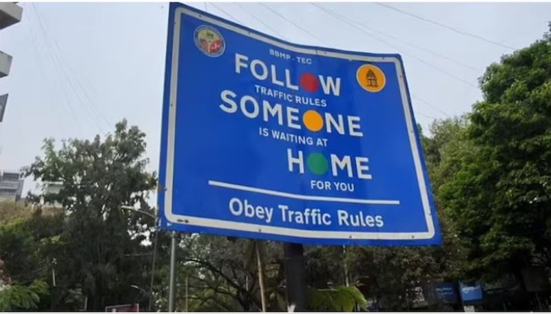 bengaluru traffic sign board going viral as it shows a variety dialogue