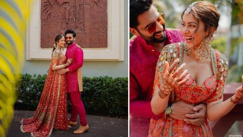 rakul preet singh wedding mehendi photo out with pink colour lehenga stunning look xbw