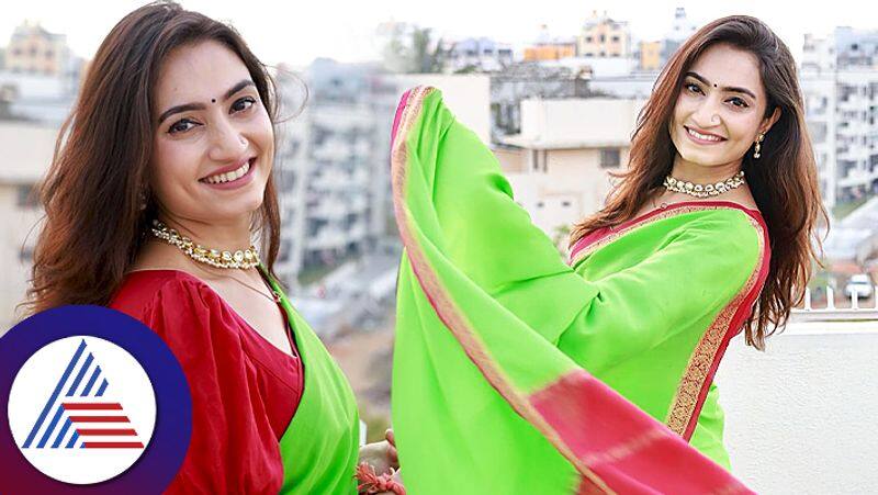 Serial actress Vaishnavi gowda in green saree look, fans comment about her serial role Vin