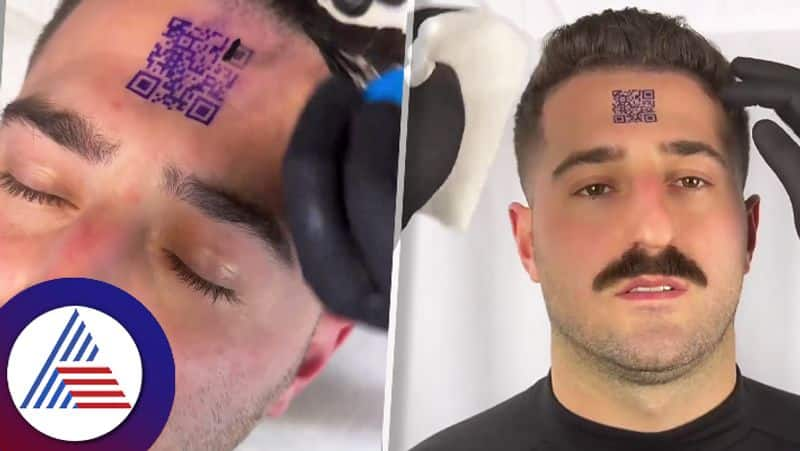 Man Gets QR Code Tattoo On Forehead roo