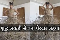 man wearing  lehenga made of tree branch video goes viral zkamn