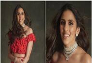 shloka mehta wore Valentino red gown anant ambani pre wedding photos shloka mehta lehenga design kxa 