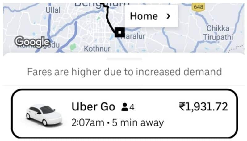 bengaluru man's post revealing that Uber had asked for Rs 1930 for a 53 km night ride has gone viral bkg