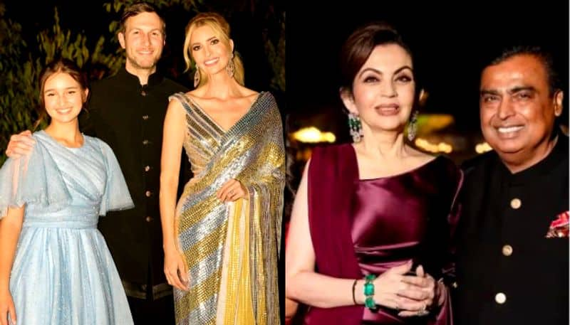 Ivanka Trump wore a silver-golden saree in anant amabani radhika marchent pre wedding party 